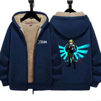 Zelda Boys Girls Kid's Winter Sherpa Lined Zip Up Sweatshirt Jacket Hoodie 1