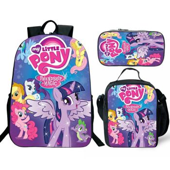 【NEW】My Little Pony Backpack Lunch box School Bag Kids Bookbag