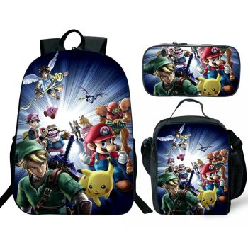 【NEW】Super Smash Bros Backpack Lunch box School Bag Kids Bookbag