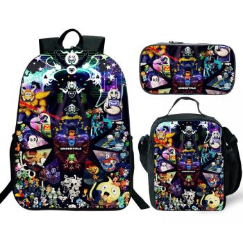 【NEW】Undertale Backpack Lunch box School Bag Kids Bookbag Blcak