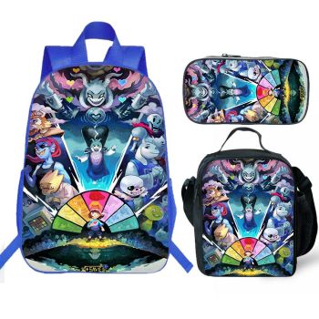 【NEW】Undertale Backpack Lunch box School Bag Kids Bookbag Blue