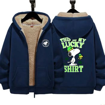 Snoopy Unisex Boy's Girls Winter Warm Sherpa Lined Zip Up Sweatshirt Fleece Jacket 5