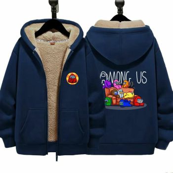 Among Us Boys Girls Kid's Winter Sherpa Lined Zip Up Sweatshirt Jacket Hoodie 1