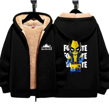 Boys Girls FortnitePeelverine Kid's Winter Sherpa Lined Zip Up Sweatshirt Fortnite Jacket Hoodie 