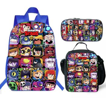 Brawl Stars 3 Piece Backpack Set for Pre-School Girls & Boys, Kids 16" School Bag 