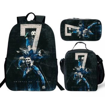 【NEW】Cristiano Ronaldo backpack CR7 bookback kids boys school Lunch box School Bag Blue
