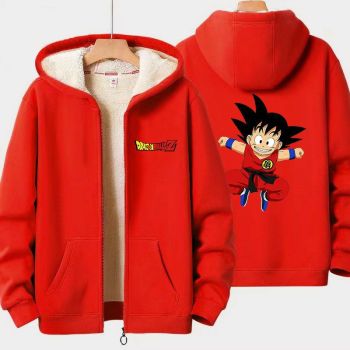 Dragon Ball Boys Girls Kid's Winter Sherpa Lined Zip Up Sweatshirt Jacket Hoodie 