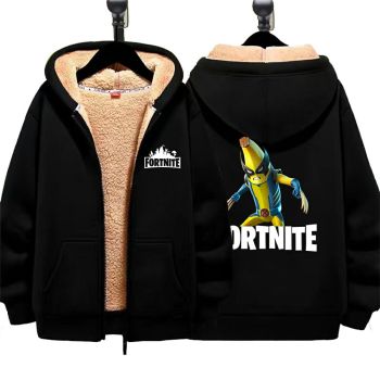 Fortnite Peelverine Boys Girls Kid's Winter Sherpa Lined Zip Up Sweatshirt Jacket Hoodie