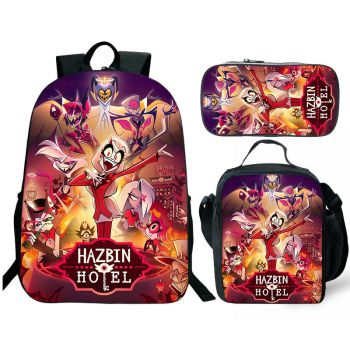 Hazbin Hotel Backpack and Lunch box school bag Waterproof Bookbag Laptop bag Travel bag Kids Gifts Idea