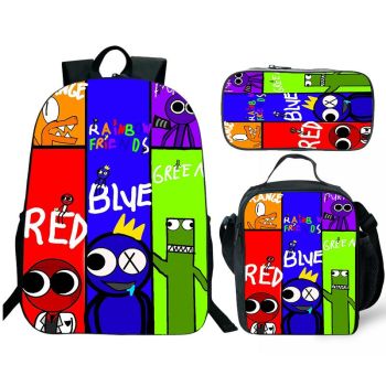 Kids Rainbow Friends school backpack for boys lunch bag and pencil case
