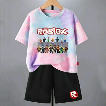 Kids Roblox Tie dye T-Shirt Cotton Shirt 1