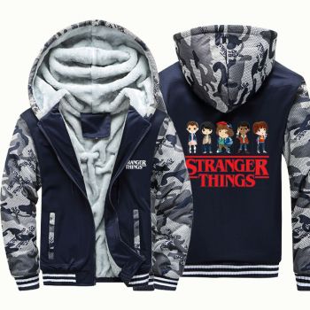 Kids Stranger Things Camouflage Jackets Thick Fleece Hoodies Winter Coats 2