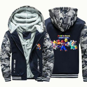 Kids Super Mario Camouflage Jackets Thick Fleece Hoodies Winter Coats 1