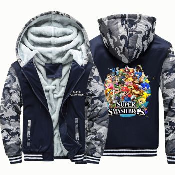 Kids Super Smash Bros Camouflage Jackets Thick Fleece Hoodies Winter Coats 