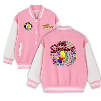 Kids  The Simpsons Varsity Jacket Girls Boys Baseball Jacket Bomber Coat POP Jackets with Pocket