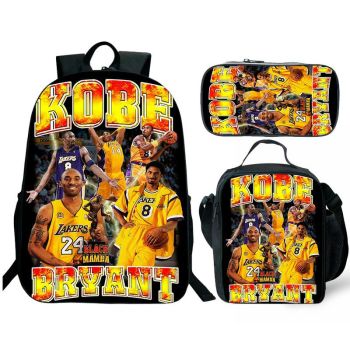 Lakers KOBE Backpack and Lunch box NBA school bag Waterproof Bookbag Laptop bag Travel bag Kids Gifts Idea