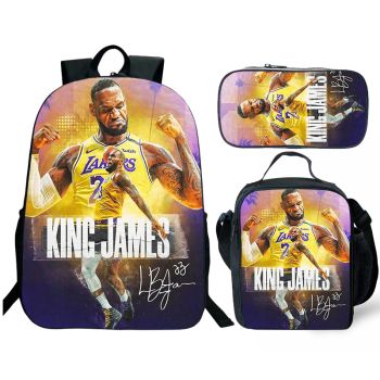 Laker Backpack LeBron James Backpack For School Bag NBA Bookbag Lunch bag Boys Birthday Gift