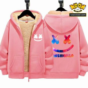 Marshmello Boys Girls Kid's Winter Sherpa Lined Zip Up Sweatshirt Jacket Hoodie 1