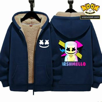 Marshmello Boys Girls Kid's Winter Sherpa Lined Zip Up Sweatshirt Jacket Hoodie