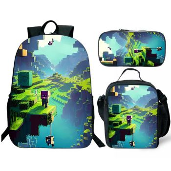 Minecraft Backpack and Lunch box Minecraft school bag Waterproof Bookbag Laptop bag Travel bag Kids Gifts Idea 2024