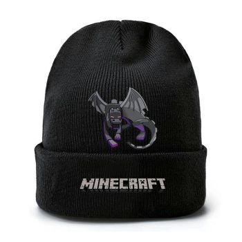 Minecraft Cap Wool Winter Beanie Skull Cap Embroidery Cuffed Hat 1