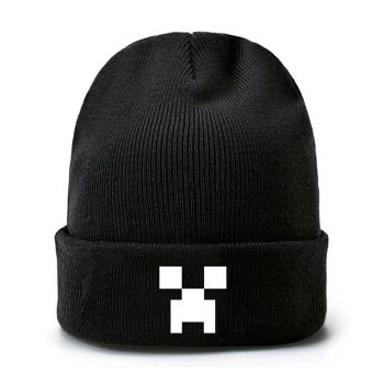 Minecraft Logo Cap Wool Winter Beanie Skull Cap Embroidery Cuffed Hat 