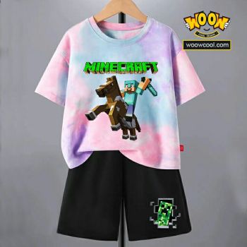 Minecraft Tie dye T-Shirt Kids Cotton Shirt 1