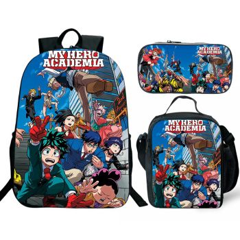 My hero academia backpack boys for girl school Lunch box School Bag Black