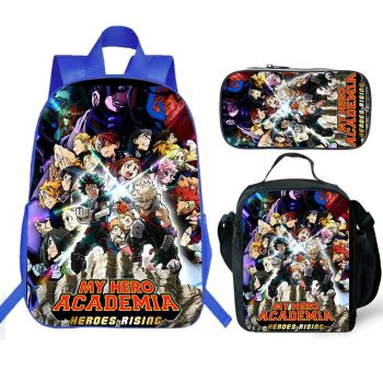 My hero academia backpack boys for girl school Lunch box School Bag Blue