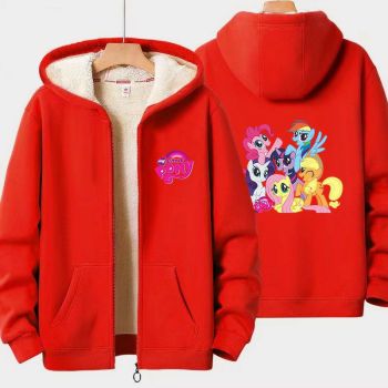 My Little Pony Boys Girls Kid's Winter Sherpa Lined Zip Up Sweatshirt Jacket Hoodie 