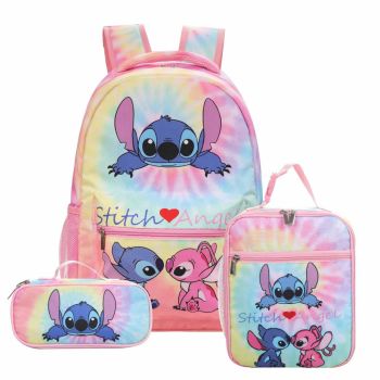 New 3pcs Stitch Backpack and Lunch box Pencil bag Stitch Bookbag School Backpack Laptop Bag for Kids Girls Boys 