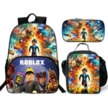 NEW Boys Roblox Backpack and Lunch box for School Bag Waterproof Bookbag Kid Gifts