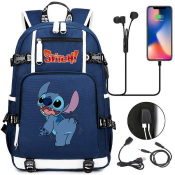 Kids Stitch backpack bookbag school bag with USB charging port 