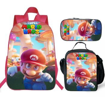 NEW Mario backpack kids boys school Lunch box School Bag 2
