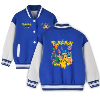 NEW Pokémon Kids Varsity Jacket Girls Boys Baseball Jacket Bomber Coat School Jackets with Pocket
