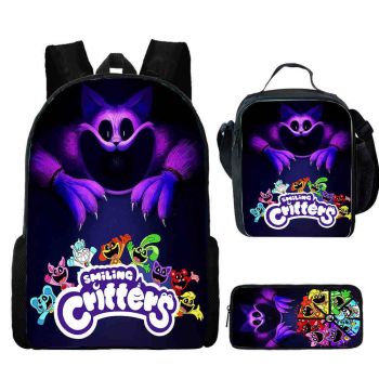 Smiling critters Backpack For School Bag Waterproof Smiling critters Bookbag and Lunch box Kid Gifts  