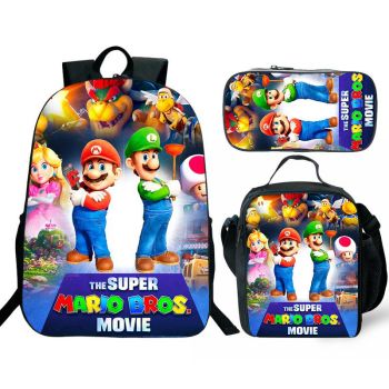 New Super Mario backpack bookbag Lunch box School Bag