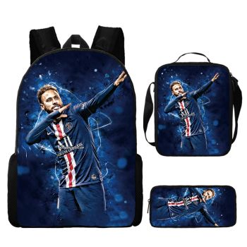 Neymar Backpack and Lunch box Neymar school bag Waterproof Bookbag Laptop bag Travel bag Kids Gifts Idea