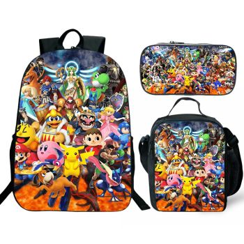 Pikachu Super Smash Bros kids backpack school Lunch box School Bag