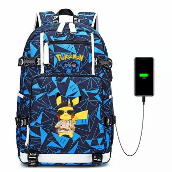 Pokemon backpack Pikachu bookbag 19 "Large Capacity Backpack 600D Waterproof Oxford