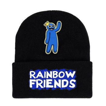 Rainbow Friends Cap Wool Winter Beanie Skull Cap Embroidery Cuffed Hat