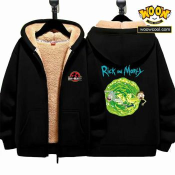 Rick and Morty Boys Girls Kid's Winter Sherpa Lined Zip Up Sweatshirt Jacket Hoodie 1