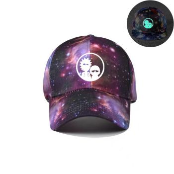 Rick and Morty Tie-dyed Snapback Hat Adjustable Flat Bill Baseball Cap Glow in the dark