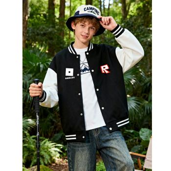 Roblox Kids Varsity Jacket Girls Boys Baseball Jacket Bomber Coat School Jackets with Pocket