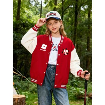 Girls Roblox Varsity Jacket Girls Boys Baseball Jacket Bomber Coat School Jackets with Pocket