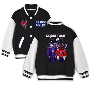 Skibidi toilet Kids Varsity Jacket Girls Boys Baseball Jacket Bomber Coat School Jackets with Pocket