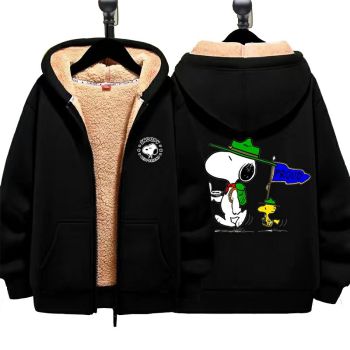 Snoopy Boys Girls Kid's Winter Sherpa Lined Zip Up Sweatshirt Jacket Hoodie 1