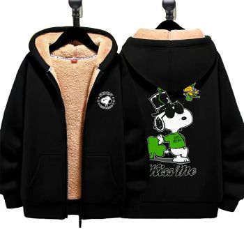 Snoopy Unisex Boy's Girls Winter Warm Sherpa Lined Zip Up Sweatshirt Fleece Jacket 3