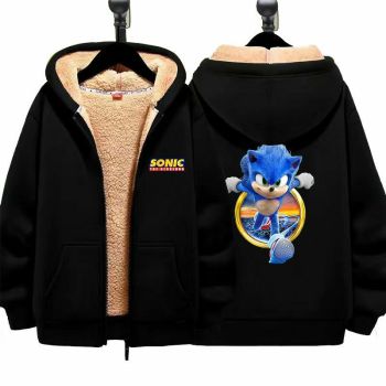 Sonic Boys Girls Kid's Winter Sherpa Lined Zip Up Sweatshirt Jacket Hoodie 1