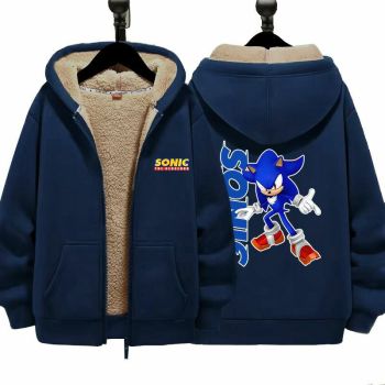 Sonic Boys Girls Kid's Winter Sherpa Lined Zip Up Sweatshirt Jacket Hoodie 